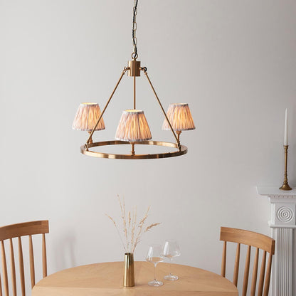 Chester And Ikat 3 Lights 16cm Neutral Shade Ceiling Light In Aged Brass