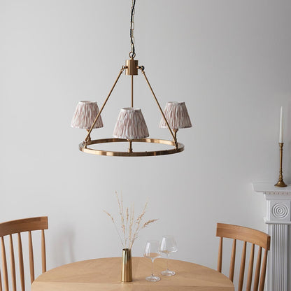 Chester And Ikat 3 Lights 16cm Neutral Shade Ceiling Light In Aged Brass