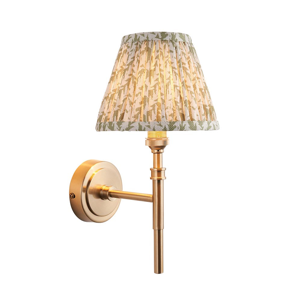 Chester And Leaf 16cm Herb Garden Green Shade Wall Light In Aged Brass