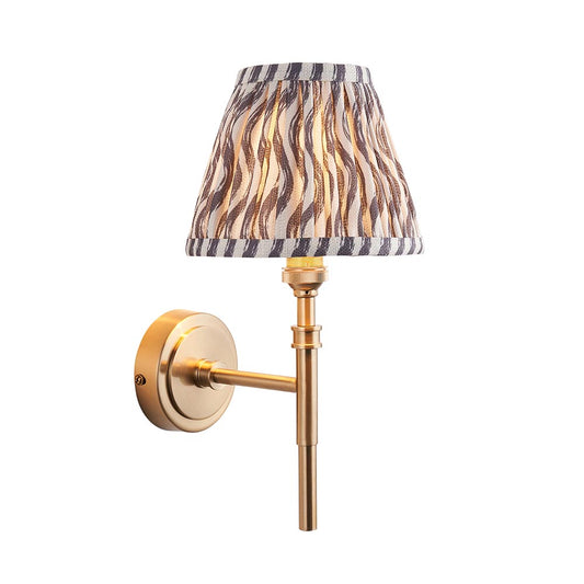 Chester And Ripple 16cm Pearl Grey Shade Wall Light In Aged Brass