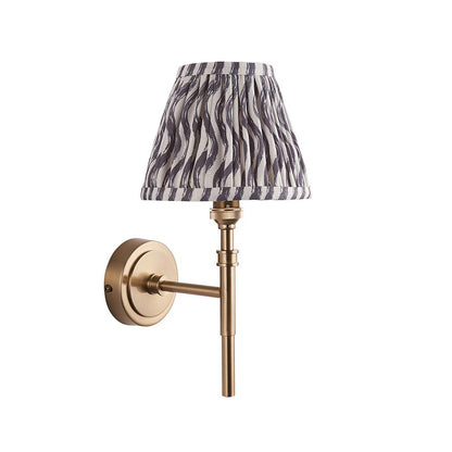 Chester And Ripple 16cm Pearl Grey Shade Wall Light In Aged Brass