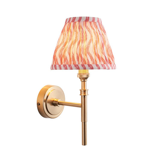 Chester And Ripple 16cm Coral Pink Shade Wall Light In Aged Brass