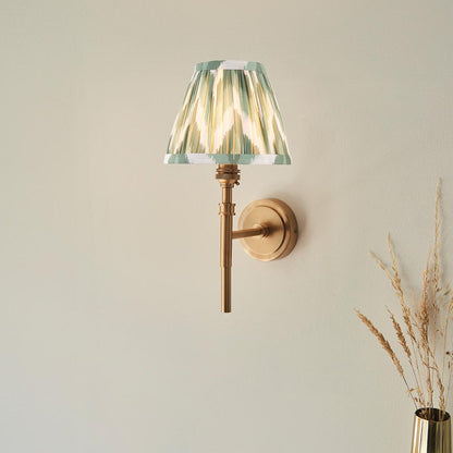 Chester And Zigzag 16cm Cotswold Green Shade Wall Light In Aged Brass