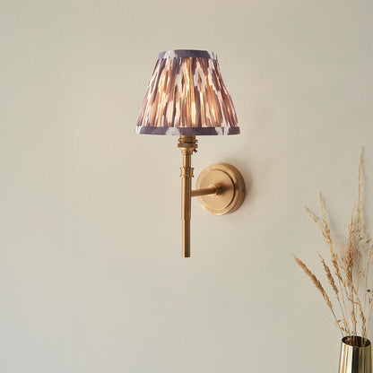 Chester And Ikat 16cm Pearl Grey Shade Wall Light In Aged Brass