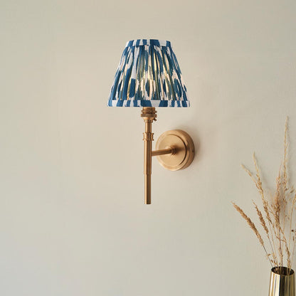 Chester And Ikat 16cm Marlin Blue Shade Wall Light In Aged Brass