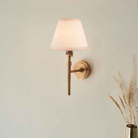 Chester And Ivy 16cm Vintage White Shade Wall Light In Aged Brass