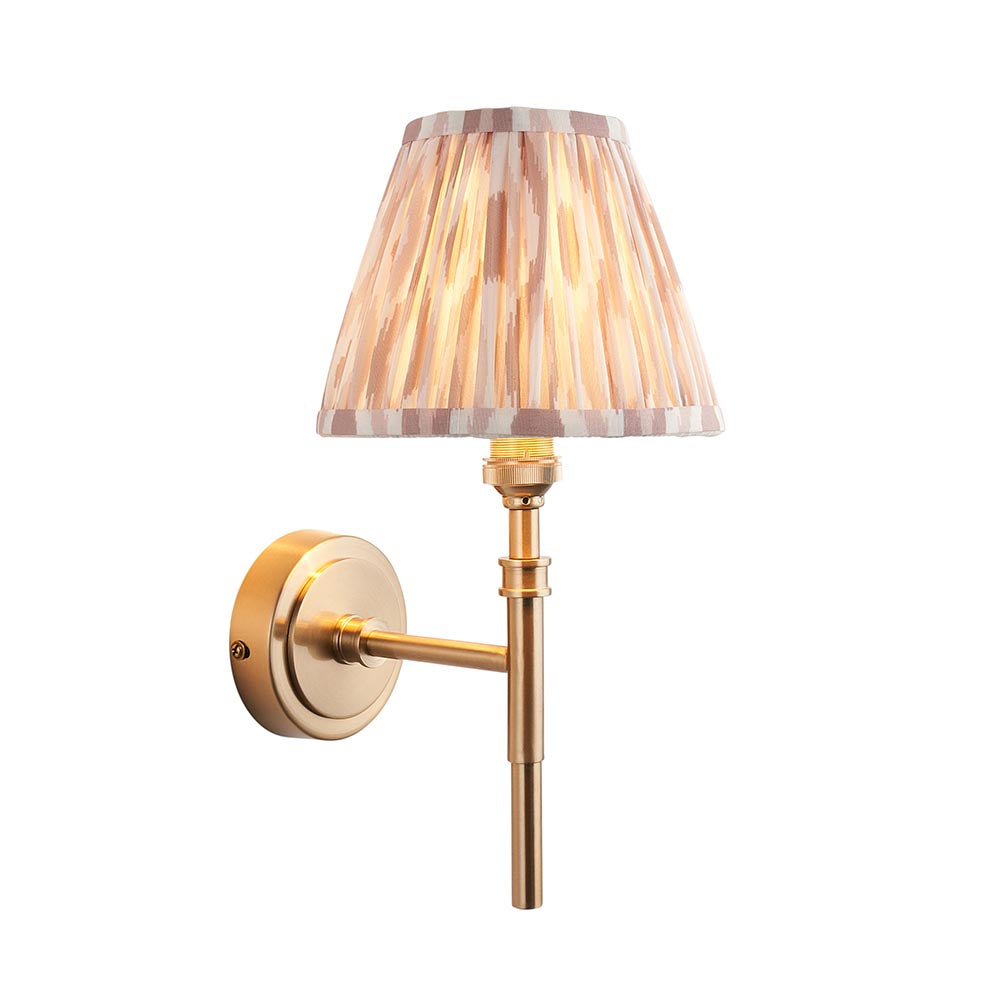 Chester And Ikat 16cm Neutral Shade Wall Light In Aged Brass