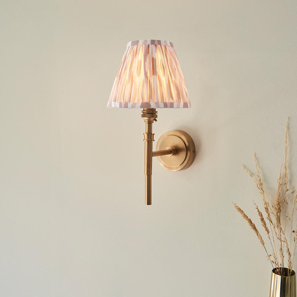 Chester And Ikat 16cm Neutral Shade Wall Light In Aged Brass