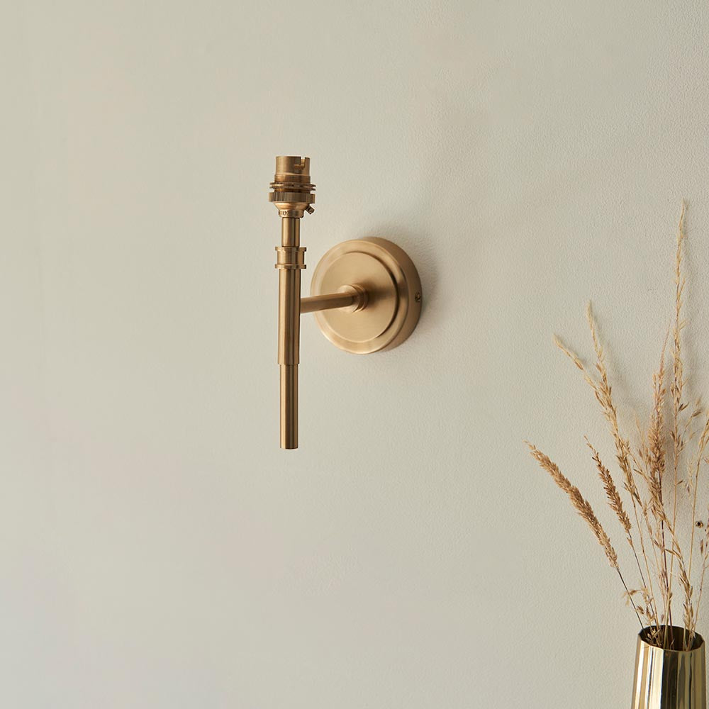 Chester And Ikat 16cm Neutral Shade Wall Light In Aged Brass