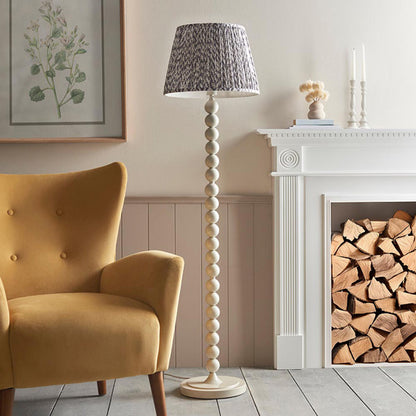 Higgledy And Leaf 40cm Pearl Grey Shade Floor Lamp With High Gloss Almond White Base