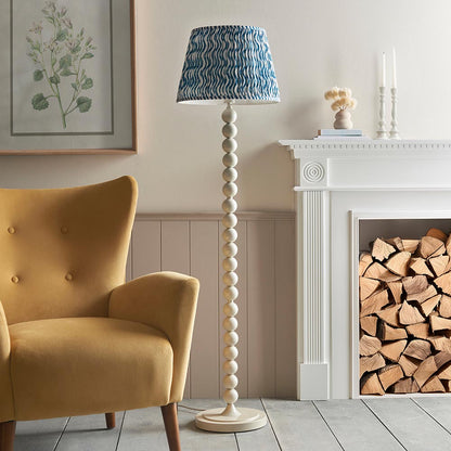 Higgledy And Ripple 40cm Marlin Blue Shade Floor Lamp With Gloss Almond White Base
