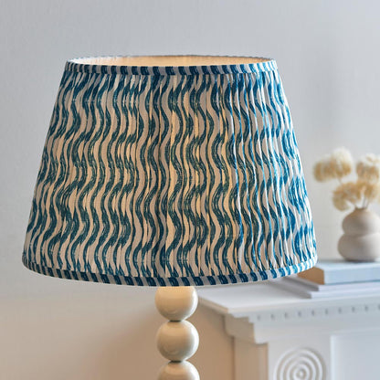 Higgledy And Ripple 40cm Marlin Blue Shade Floor Lamp With Gloss Almond White Base