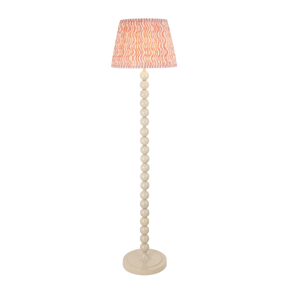 Higgledy And Ripple 40cm Coral Pink Shade Floor Lamp With Gloss Almond White Base