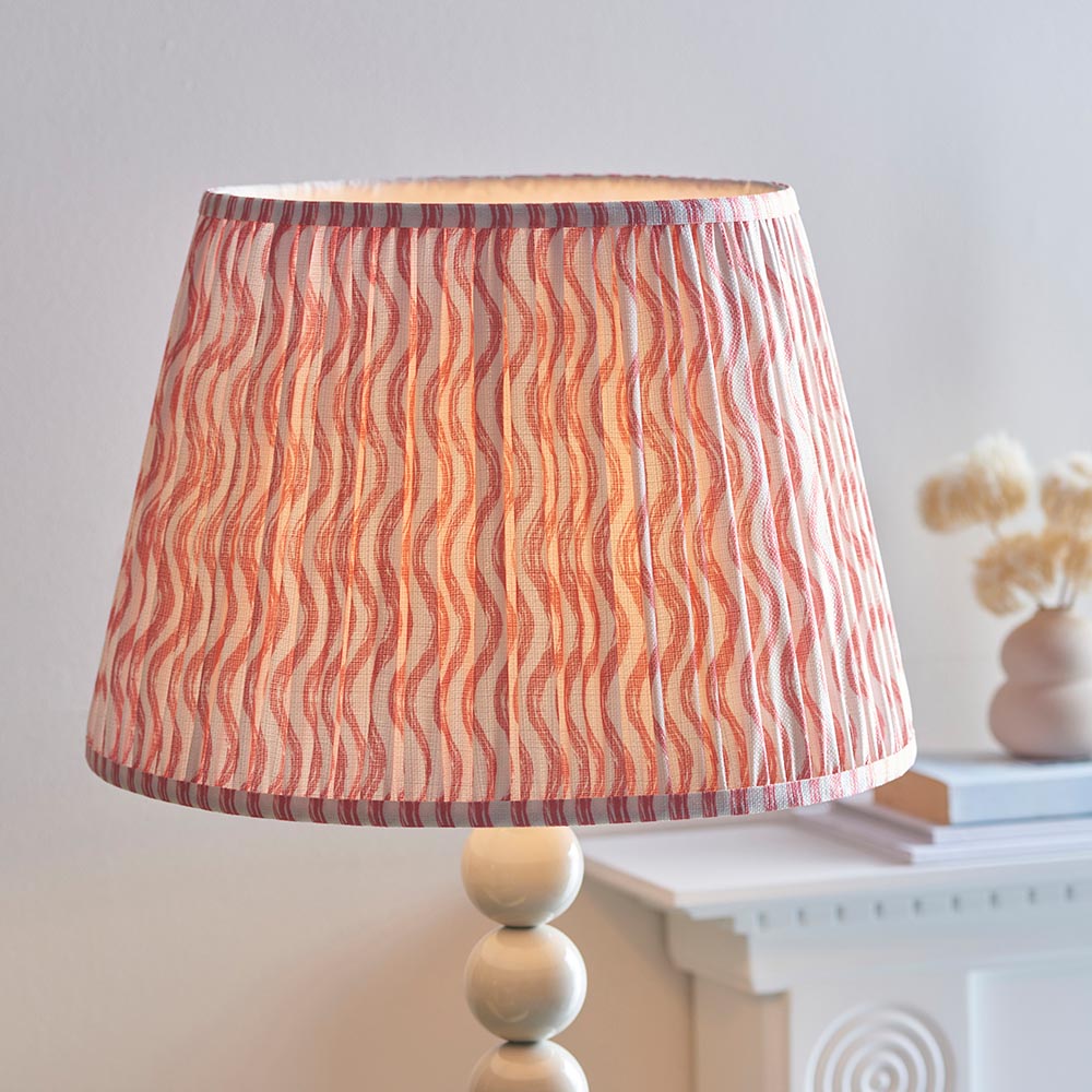 Higgledy And Ripple 40cm Coral Pink Shade Floor Lamp With Gloss Almond White Base