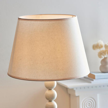 Higgledy And Ivy 40cm Vintage White Shade Floor Lamp With High Gloss Almond White Base