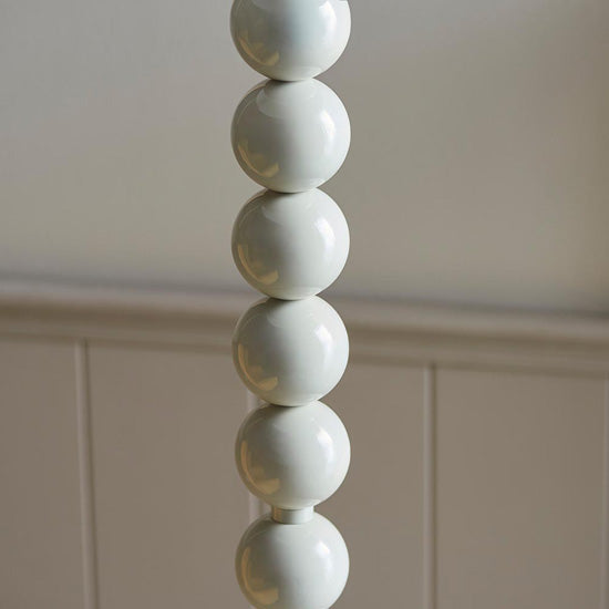 Higgledy And Ivy 40cm Vintage White Shade Floor Lamp With High Gloss Almond White Base