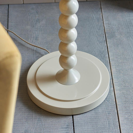 Higgledy And Ivy 40cm Vintage White Shade Floor Lamp With High Gloss Almond White Base