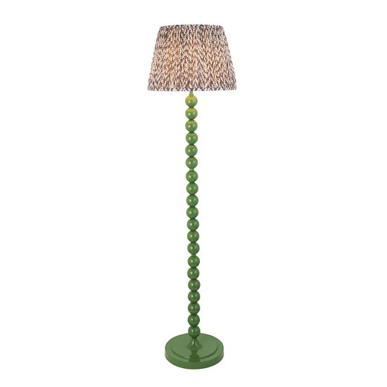 Higgledy And Leaf 40cm Pearl Grey Shade Floor Lamp With High Gloss Cotswold Green Base
