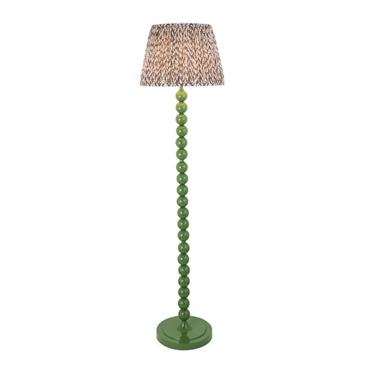 Higgledy And Leaf 40cm Pearl Grey Shade Floor Lamp With High Gloss Cotswold Green Base