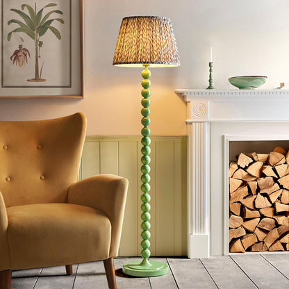 Higgledy And Leaf 40cm Pearl Grey Shade Floor Lamp With High Gloss Cotswold Green Base