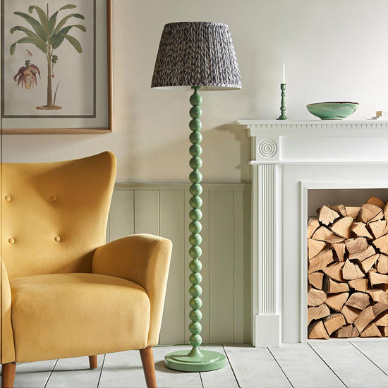 Higgledy And Leaf 40cm Pearl Grey Shade Floor Lamp With High Gloss Cotswold Green Base