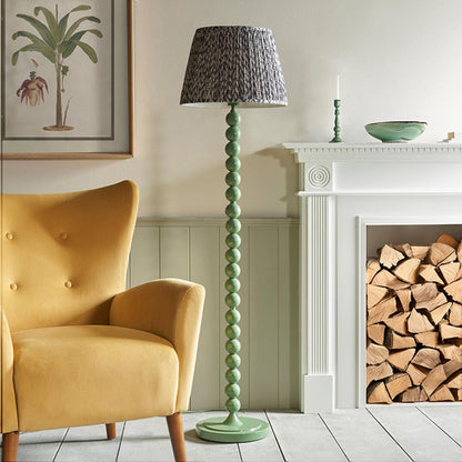 Higgledy And Leaf 40cm Pearl Grey Shade Floor Lamp With High Gloss Cotswold Green Base