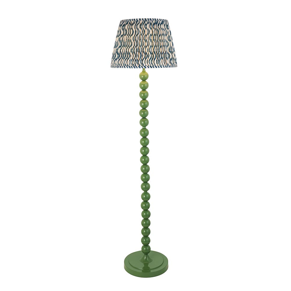 Higgledy And Ripple 40cm Marlin Blue Shade Floor Lamp With Gloss Cotswold Green Base