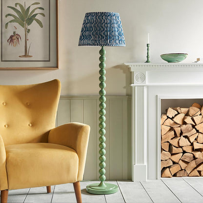 Higgledy And Ripple 40cm Marlin Blue Shade Floor Lamp With Gloss Cotswold Green Base