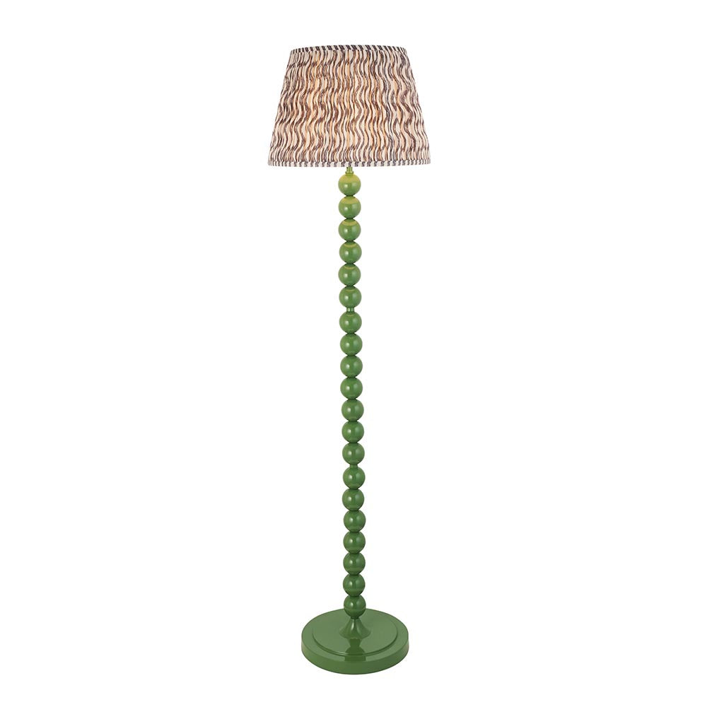 Higgledy And Ripple 40cm Pearl Grey Shade Floor Lamp With Gloss Cotswold Green Base