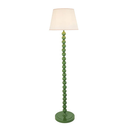 Higgledy And Ivy 40cm Vintage White Shade Floor Lamp With High Gloss Cotswold Green Base