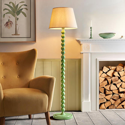 Higgledy And Ivy 40cm Vintage White Shade Floor Lamp With High Gloss Cotswold Green Base