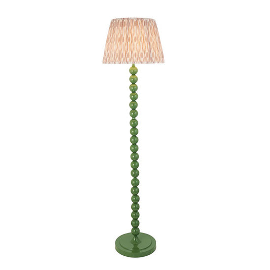 Higgledy And Ikat 40cm Neutral Shade Floor Lamp With High Gloss Cotswold Green Base