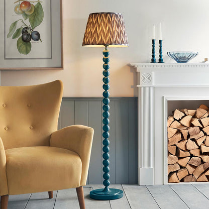 Higgledy And Zigzag 40cm Pearl Grey Shade Floor Lamp With Gloss Marlin Blue Base