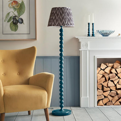 Higgledy And Zigzag 40cm Pearl Grey Shade Floor Lamp With Gloss Marlin Blue Base
