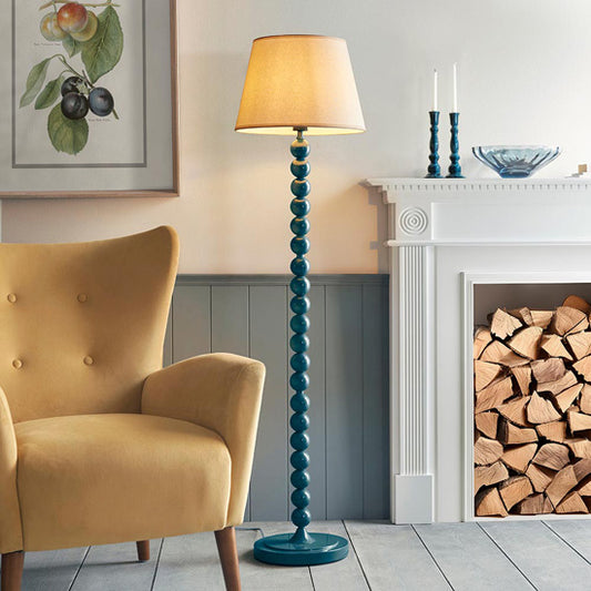 Higgledy And Ivy 40cm Vintage White Shade Floor Lamp With High Gloss Marlin Blue Base