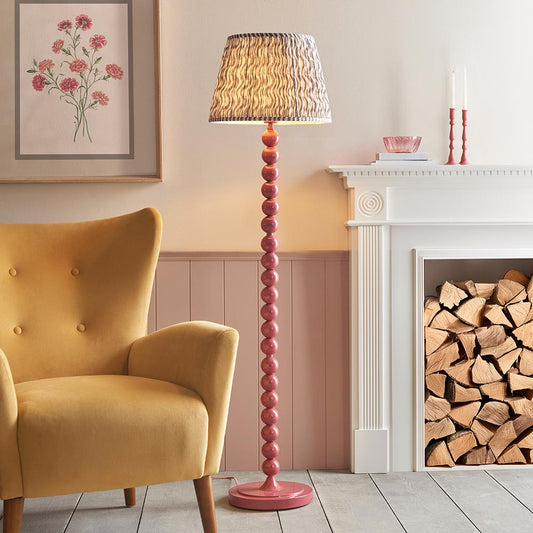 Higgledy And Ripple 40cm Pearl Grey Shade Floor Lamp With Gloss Pink Clay Base