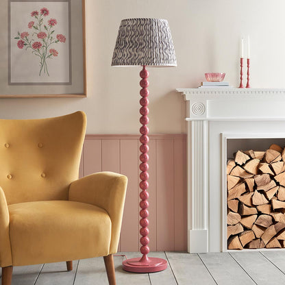 Higgledy And Ripple 40cm Pearl Grey Shade Floor Lamp With Gloss Pink Clay Base