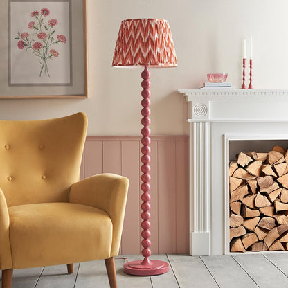 Higgledy And Zigzag 40cm Apricot Orange Shade Floor Lamp With Gloss Pink Clay Base