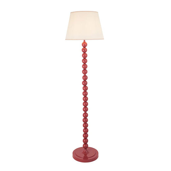 Higgledy And Ivy 40cm Vintage White Shade Floor Lamp With High Gloss Pink Clay Base