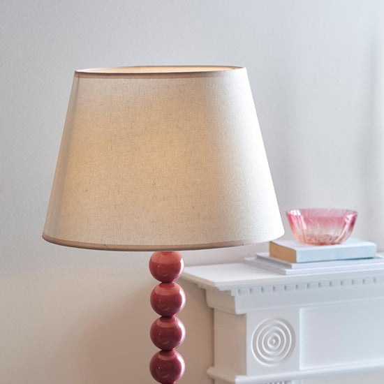 Higgledy And Ivy 40cm Vintage White Shade Floor Lamp With High Gloss Pink Clay Base