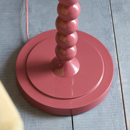 Higgledy And Ivy 40cm Vintage White Shade Floor Lamp With High Gloss Pink Clay Base