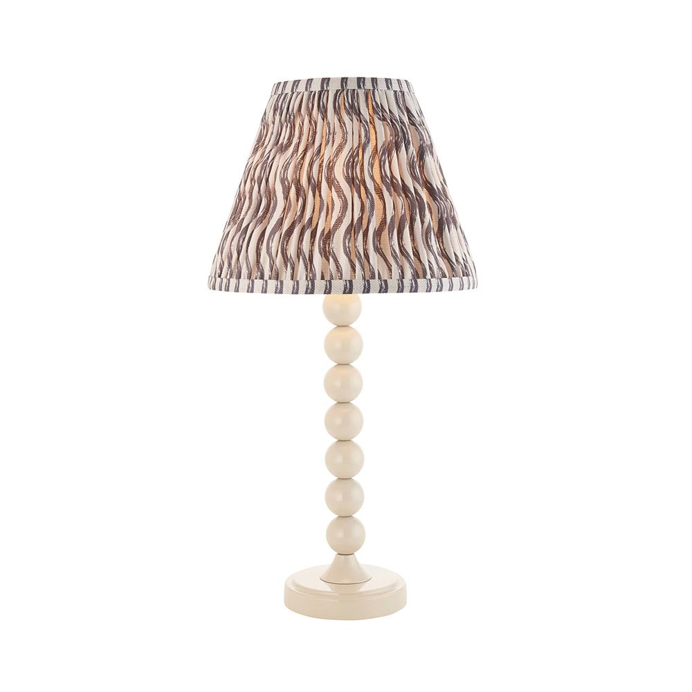 Higgledy And Ripple 25cm Pearl Grey Shade Table Lamp With Gloss Almond White Base