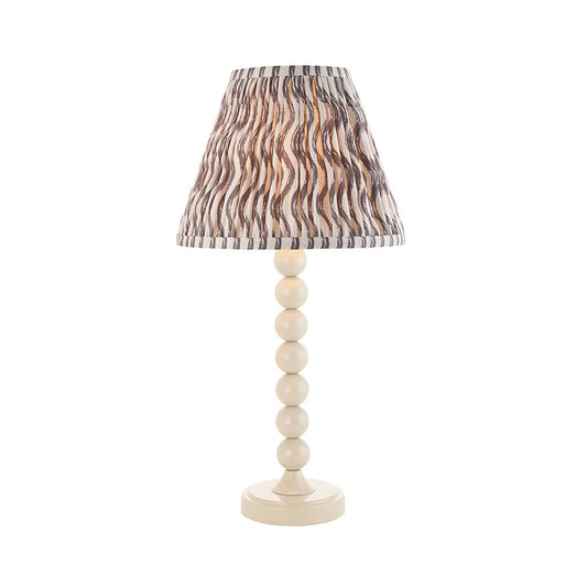 Higgledy And Ripple 25cm Pearl Grey Shade Table Lamp With Gloss Almond White Base