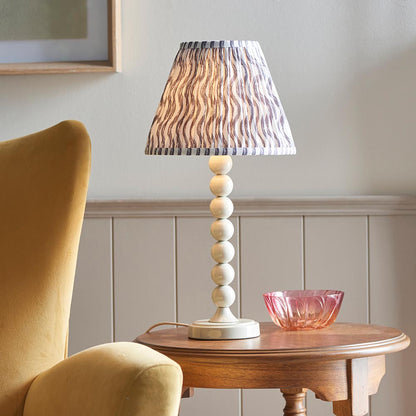 Higgledy And Ripple 25cm Pearl Grey Shade Table Lamp With Gloss Almond White Base