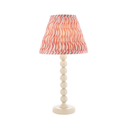 Higgledy And Ripple 25cm Coral Pink Shade Table Lamp With Gloss Almond White Base