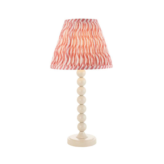 Higgledy And Ripple 25cm Coral Pink Shade Table Lamp With Gloss Almond White Base