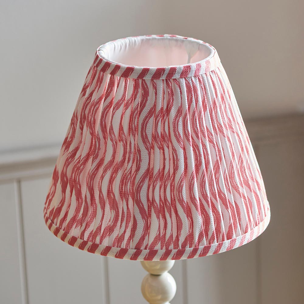 Higgledy And Ripple 25cm Coral Pink Shade Table Lamp With Gloss Almond White Base