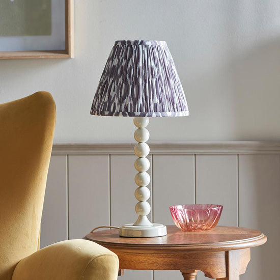 Higgledy And Ikat 25cm Pearl Grey Shade Table Lamp With High Gloss Almond White Base