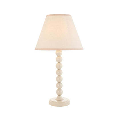 Higgledy And Ivy 25cm Vintage White Shade Table Lamp With High Gloss Almond White Base