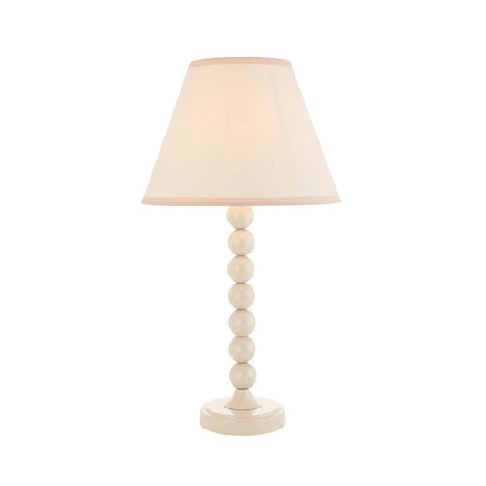 Higgledy And Ivy 25cm Vintage White Shade Table Lamp With High Gloss Almond White Base